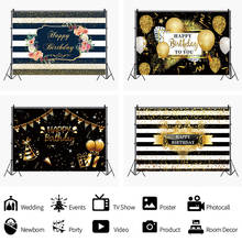 Balão banner preto e ouro tema backdrops fotos artísticas fundo decorações para festa de aniversário fotografia adereços 2024 - compre barato