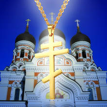 Vnox Christian Orthodox Crucifix Jesus Necklaces Russian Cross Prayer Big Pendant Gold Color INRI Crucifix Cross Men Necklace 2024 - buy cheap