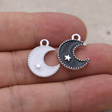 8pcs Enamel Silver Color Moon Star Charms Pendant for Jewelry Making Earrings Bracelet Necklace Accessories DIY Craft 14x18mm 2024 - buy cheap