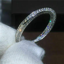Anel de dedo feminino, anel simples de cristal micro empedrado, geométrico, de luxo, para casamento, noivado, presente, anti alergia 2024 - compre barato