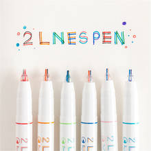 6pcs Novelty Double Line Marker Pens Colorful Ink Drawing Graffiti Pens Student Reading Markers Kawaii School Stationery 2024 - buy cheap