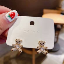 New Arrival Heart Metal Women Trendy Stud Earrings Korean Earrings Cute Bear Love Earrings Jewelry Female 2024 - buy cheap