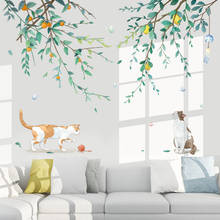 Creative Ins Plant Wall Stickers Cat Living Room Sofa TV Backdrop Decal Bedroom Decoration PVC Self-adhesive Wallpaper Mural 2024 - buy cheap