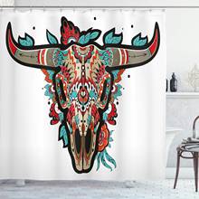 Western Shower Curtain Buffalo Sugar Mexican Skull Colorful Ornate Design Horned Animal Trophy Polyester Fabric Bathroom Decor 2024 - buy cheap