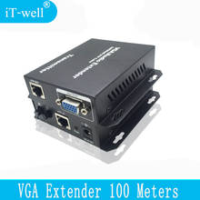 Extensor VGA de 100m, divisor de 1x1 con cable ethernet RJ45/cat5e/6 de Audio de 3,5mm para proyector HDTV PC, extensor de 330 pies 2024 - compra barato