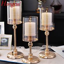 Hongcui-lámpara de mesa con luz de vela, accesorio creativo para restaurante, artesanía, Romance, oro contemporáneo 2024 - compra barato