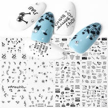 12pcs Leaves Nail Water Transfer Decals Sliders Stickers For Nails Art Black Letters Designs Foils Decorations TRA1513-1524-1 2024 - buy cheap