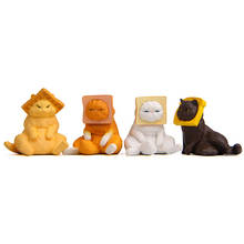 Figura en miniatura de gato tostado de dibujos animados, modelos de animales para mascotas, decoración de juguetes, al azar, 1 unidad 2024 - compra barato