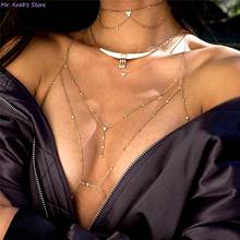 1Pc Shiny  Rhinestones Tassel Body Chain Sexy Beach Gold Silver Color Wedding Accessories Bra Cross Body Chain Jewellery  2024 - buy cheap