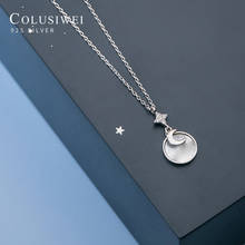 Colusiwei Genuine 925 Sterling Silver Twinkling Zircon White Shell Moon Round Pendant for Women Chain Necklace Fine Jewelry Gift 2024 - buy cheap