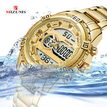 Mizums Men's Quartz Wrist Watch Top Luxury Brand Fashion Luminous Men Wristwatch Gold Stainless Steel Band Waterproof Male Clock 2024 - buy cheap