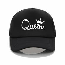 Chapéus de beisebol estampados king queen letras bonés de sol malha para casal chapéu hip hop estiloso 2024 - compre barato