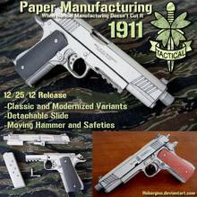 1911 arma 3d modelo de papel diy puzzle manual papercrafts brinquedo 2024 - compre barato