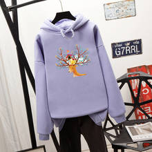 Cute Women Hoodies with Print Deer Warm Streetwear Kawaii Harajuku Women's Sweatshirt with A Hood Korean Girls Female Clothes 2024 - buy cheap