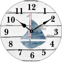 Vintage Sailing Boat Retro Wall Watch,large Shabby Retro Home Kitchen Decorative Wall Clock Duvar Saati Clocks Wall Home Decor 2024 - buy cheap