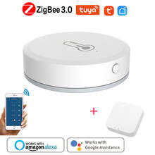 Умный датчик температуры и влажности Tuya/SmartLife App ZigBee, хаб для Tuya Zigbee с Alexa Google Home, для умного дома 2024 - купить недорого