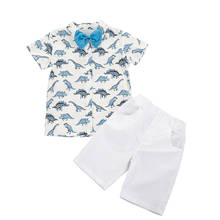 New 3-7Years Gentleman Infant Baby Boys Clothes Sets Flowers Print Short Sleeve Shirts Bow Tie Shorts Set 2024 - buy cheap