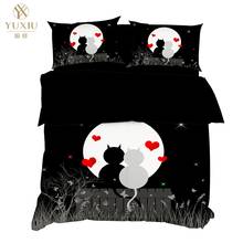 YuXiu-Juego de ropa de cama 3D, juego de fundas de edredón de animales, gatos, estrellas, azul, 3 uds. 2024 - compra barato