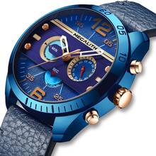 Fiday-Reloj de pulsera deportivo MEGALITH para hombre, cronógrafo Masculino de lujo, resistente al agua, color negro 2024 - compra barato