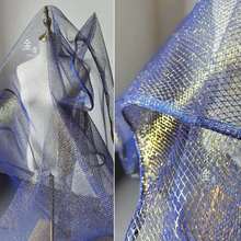 Hollow Mesh Tulle Fabric Sapphire Stiff Feel Small Diamond Hollow DIY Skirt Wedding Dress Glitter Designer Fabric 50*140cm 2024 - buy cheap