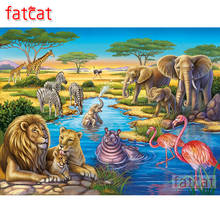 FATCAT 5D DIY Diamond Painting Elephant lion leopard animals Full Diamond Embroidery Sale Square Round Drill Mosaic Art AE1390 2024 - buy cheap