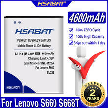 Hsabat-bateria de telefone 4600mah bl222 para lenovo s660 s668t 2024 - compre barato