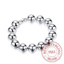 Women's Fine Jewelry Buddha beads bracelet 925 Sterling Silver Charm 14MM Hollow Lucky beads chains Bracelets Pulseiras Prata 2024 - buy cheap