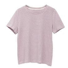 Camiseta feminina listrada com gola redonda, camiseta de algodão de linho com mangas curtas verão tamanhos plus size s ~ 5xl m30200 2024 - compre barato