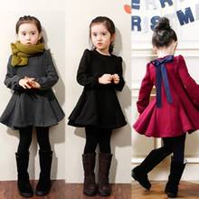 Baby girl winter dress thick velvet children warm Sweater dress for girls infant casual pure color Pleated princess A-Line dress 2024 - buy cheap