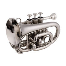 Muslady mini trompete de bolso, instrumento de vento de material de latão plano com luvas de boquilha, estojo de transporte 2024 - compre barato