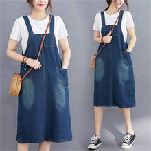 2022 New Spring Summer Straps Denim Dresses Women Clothing Sleeveless Straight Jeans Dress Vintage Loose Pocket Dress aq452 2024 - buy cheap