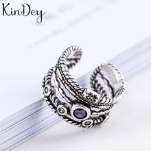 Kindey Exaggerated Silver Color Layer Crystal Rings For Women Wedding Jewelry Adjustable Antique Finger Ring Anillos 2024 - buy cheap