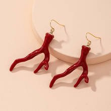 Lovely Red Enamel Coral Earrings For Women Bohmian Gifts Resin Gold Color Acrylic Drop Earrings Cocktail Party Jewelry Gift 2024 - buy cheap