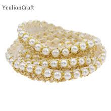 Chzimade 1M Gold Color Imitation Pearl Embroidered Lace Edge Trim Ribbon Wedding Applique Diy Sewing Accessories 2024 - buy cheap