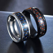 Anillo sencillo de fibra de carbono para hombre, joyería de moda de acero inoxidable, 2 colores, 8mm, nuevo 2024 - compra barato