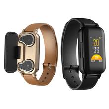 Tws-smartwatch 2 em 1, compatível com bluetooth, bracelete fitness com monitoramento da frequência cardíaca, à prova d'água, esportivo 2024 - compre barato