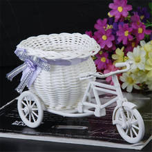 Nova bicicleta decorativo cesta de flores mais novo plástico branco triciclo bicicleta design flor cesta de armazenamento festa decoração vasos 2024 - compre barato