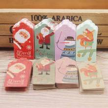 100pcs/lot Christmas Paper Tags Santa Claus Squirrel Paper Labels Packaging Gift Price Hang Tag Merry Christmas Card Rope 2024 - buy cheap