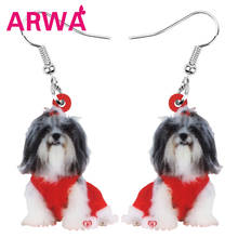 Bonsny de acrílico Navidad chino Shih Tzu perro León perro pendientes gota colgante Animal joyería para mujeres niñas fiesta regalo accesorio 2024 - compra barato