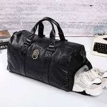 Multifunction New Fashion Brand Designer Lion's Head Business Trip Travel Bag For Man Outdoor Genuine Leather Shoe Duffle Bag 2024 - buy cheap