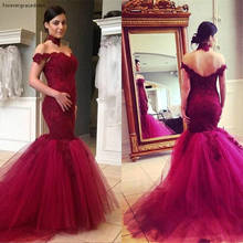 Maroon Burgundy Off The Shoulder Prom Dress Mermaid Long Special Occasion Dress Formal Evening Party Gown 2024 - buy cheap