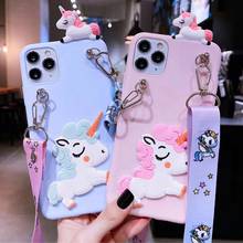Unicorn Case For iPhone 12 mini 11 Pro Max Cartoon Strap Cover Cases For iPhone XR XS Max X 7 8 6 6s Plus SE 2020 Back Capas 2024 - buy cheap