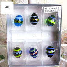 Ornamento colorido de huevos de Pascua para niños, hechas a mano bolas de cristal, piedra, pecera, maceta decorativa, juguetes de 2,5 cm, 6 uds. 2024 - compra barato