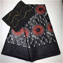 Модная африканская богатая кружевная ткань bazin, хлопковая богатая ткань brode bazin brode, нигерийский шейный шарф для женщин 5 + 2 ярда/лот 2024 - купить недорого