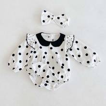 Autumn Baby Girl Bodysuits Baby Girl Polka Dot Jumpsuit And Headband Long Sleeve Cotton Triangle bodysuit Crawling Clothes 2024 - buy cheap