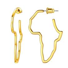 U7-pendientes de aro con diseño de mapa de África para mujer y hombre, joyería étnica llamativa, minimalista, chapado en oro grande/Pequeño, E1025 2024 - compra barato