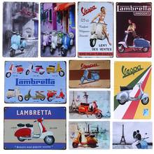 Motorcycle Lambretta Poster Motorcycle Vintage Metal Tin Sign Vintage Decor Plaque Retro Signs Plate Home Wall Decor 20x30cm 2024 - buy cheap