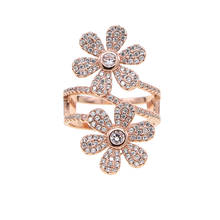 Luxury Multilayer Cubic Zircon Women Ring Adjustable Girls Bague Gift Rose Gold Color flower finger rings 2024 - buy cheap