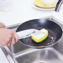 Cepillo de limpieza reemplazable para cocina, estropajo con mango de líquido de recarga, esponja, dispensador, escurridor de platos, herramienta de lavado para el hogar 2024 - compra barato