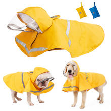 Dog Raincoat Waterproof Transparent Hooded Pet Raincoat Poncho PU Reflective Dog Rain Jacket for Small Medium Large Dogs Yellow 2024 - buy cheap